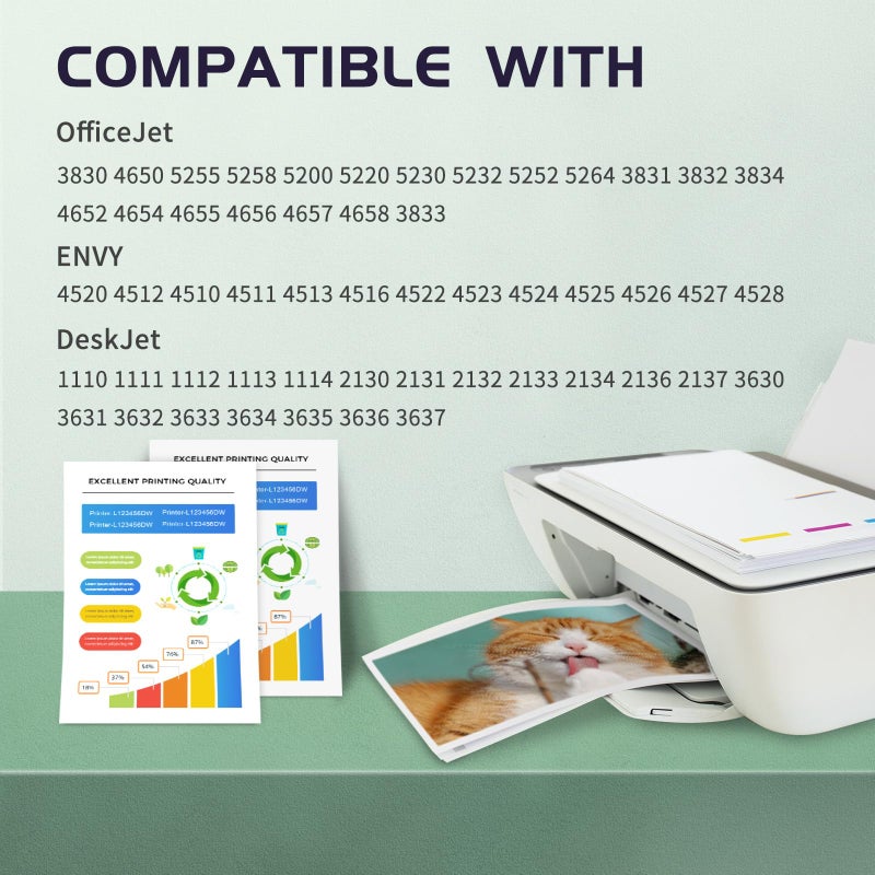 ZIPRINT 63XL Ink Cartridge Combo Pack Replacement for Hp Ink 63 63XL Ink Cartridges Black and Color Work with HP Officejet 3830 4650 5255 5258 Envy 4520 4512 DeskJet 3630 2130 1112 Printer,2 Pack - Image 2